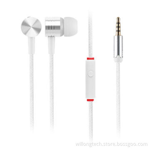 Metal parts with stereo, colors, mic, deep bass of metal earphone